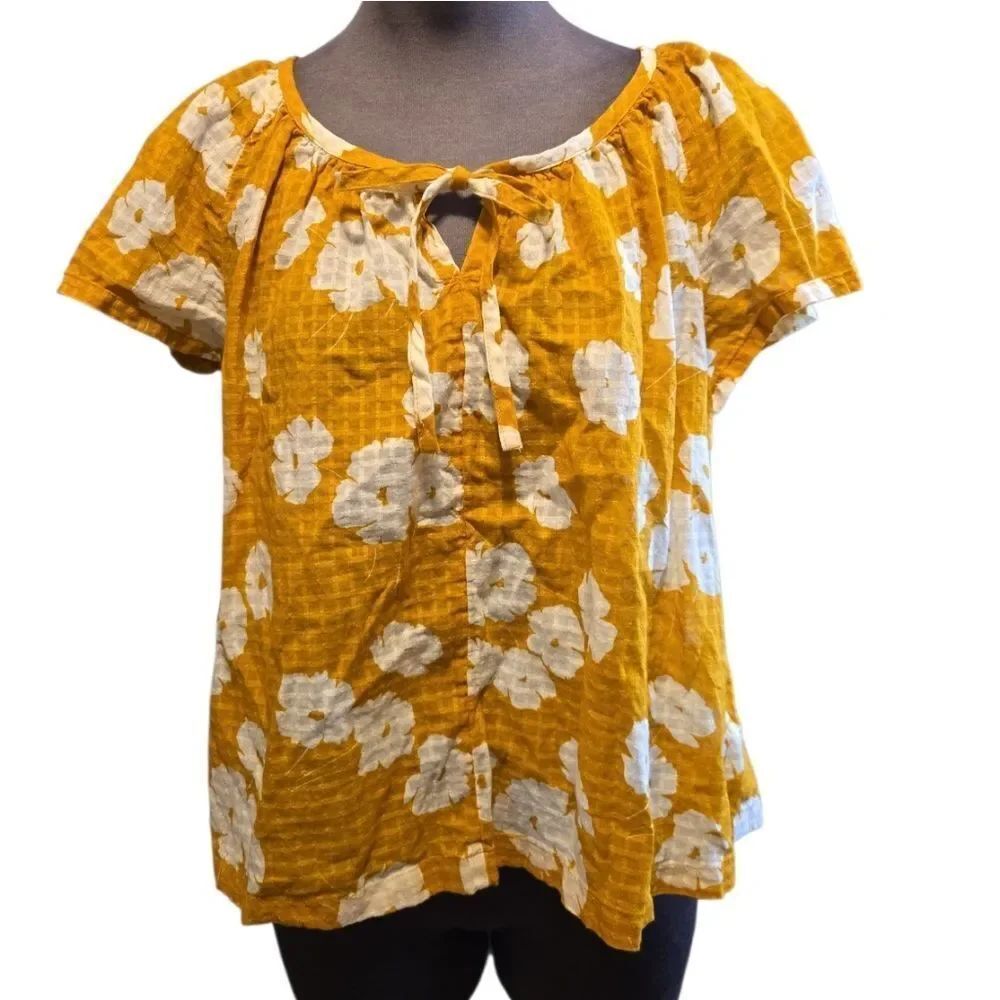 EC GAP FLUTTER TIE FRONT FLORAL SHIRT SZ. S - Picture 2 of 4